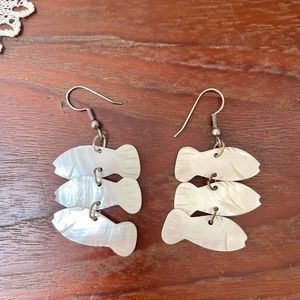 Mother of Pearl Dangling Fish Earrings